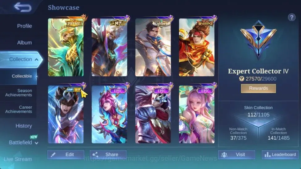 Mobile Legends: Bang Bang Accounts Hero 73|Skin 112|Prime Granger,9th Pace Fanny,Blaz image 4