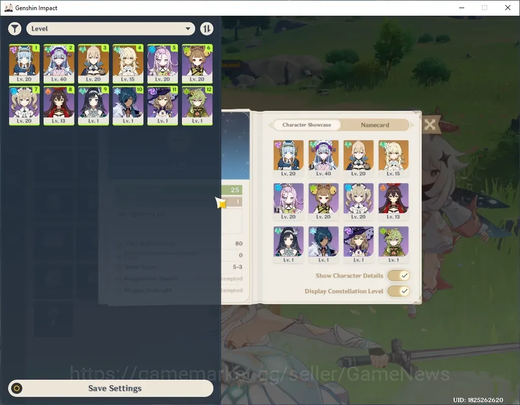 Genshin Impact Accounts Starter Asia|AR 25|1 Limited + 1(*5 Weapon)|Ineffa+Signature|Low Main Quest & Map|All Unset|Female 1