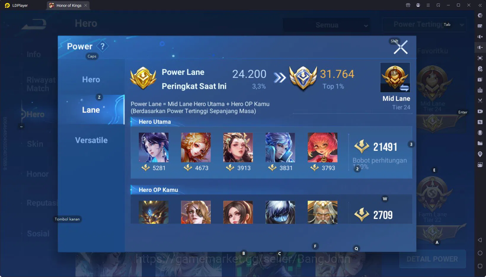 Honor of Kings Accounts GLOBAL | 112H, 270S | 5 LGD 1 MYTH 3 LMB 3 SXD 2 F image 7