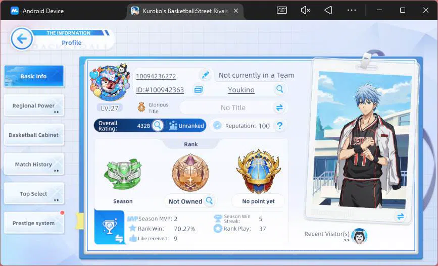 Kuroko's Basketball Street Rivals Accounts SEA|SV10|Lv 27|Miracle Tetsuya,Daiki Aomine,Ryo Sa image 2