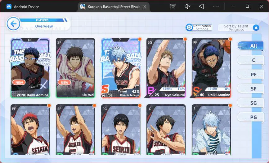 Kuroko's Basketball Street Rivals Accounts SEA|SV10|Lv 27|Miracle Tetsuya,Daiki Aomine,Ryo Sa image 3