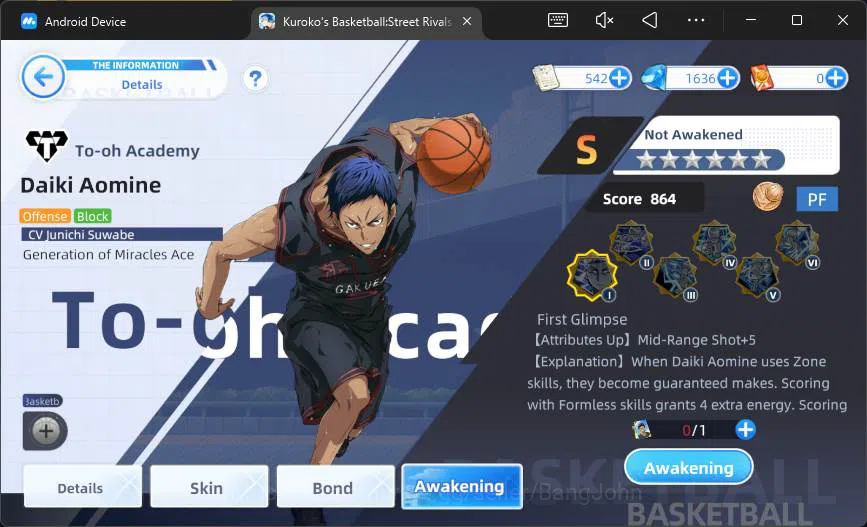 Kuroko's Basketball Street Rivals Accounts SEA|SV10|Lv 27|Miracle Tetsuya,Daiki Aomine,Ryo Sa image 8