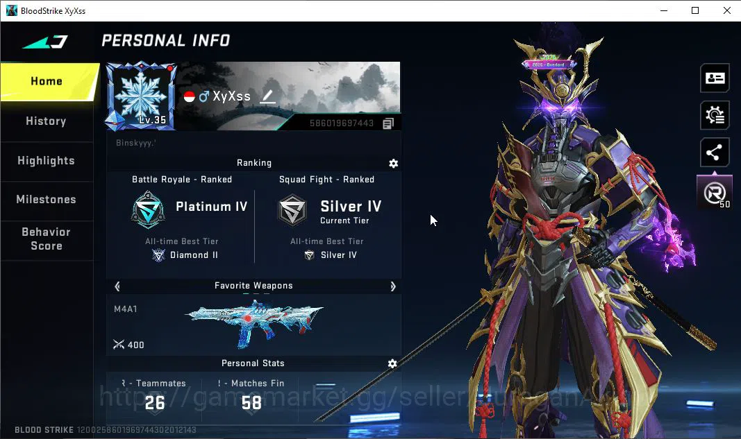 Blood Strike Accounts Mid-Tier ASIA| 2 ETERNAL ZERO-Odashadow, RAN-Rave| 3 ULTRA VOLT,Origin-12,FAL|Melee Katana|Many 2