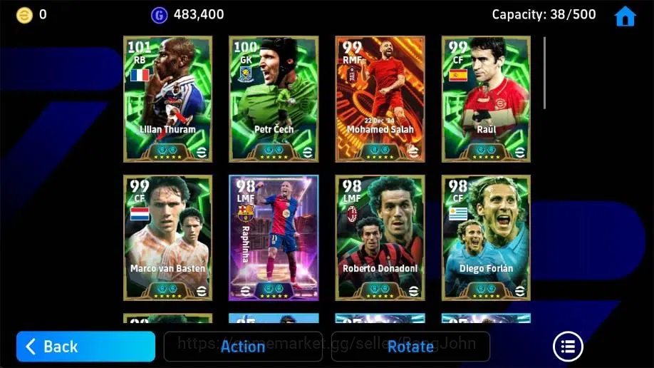 eFootball Accounts Legends & Iconic Players Mobile|PW 3228|Mohamed Salah BigT,Lilian Thuram Epic,Petr Cech Epic,Raul 3