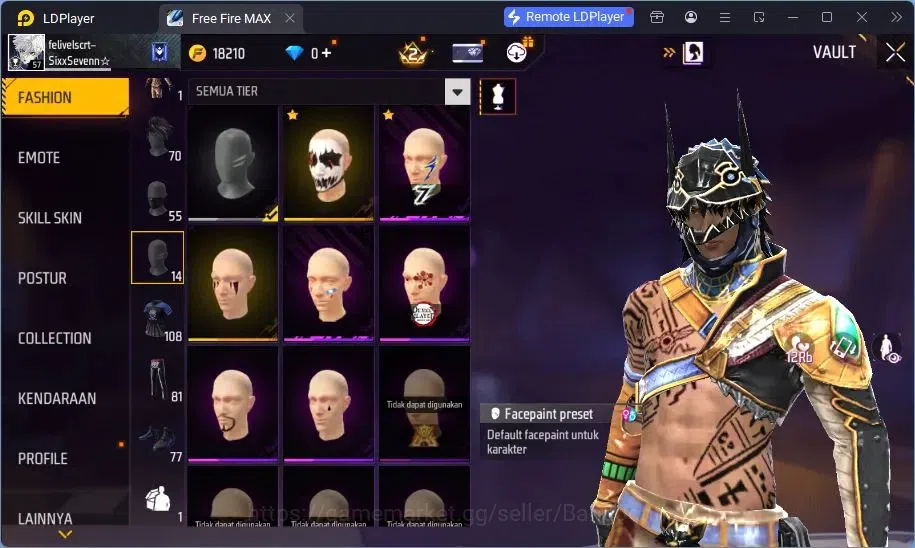 Free Fire Accounts Indonesia | Vault 108 | Bundle Yuji Itadori, Sakur image 12