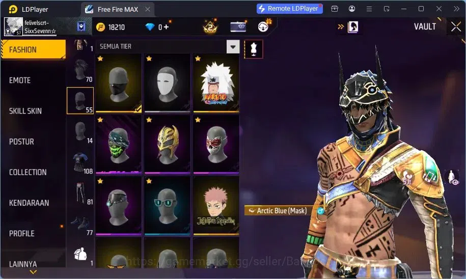 Free Fire Accounts Indonesia | Vault 108 | Bundle Yuji Itadori, Sakur image 13