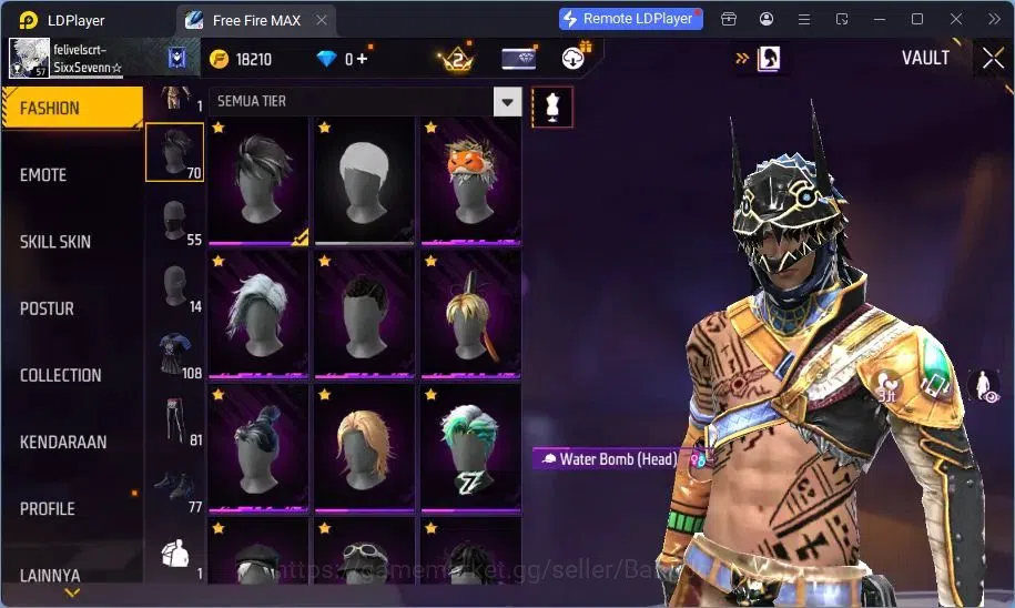 Free Fire Accounts Indonesia | Vault 108 | Bundle Yuji Itadori, Sakur image 14