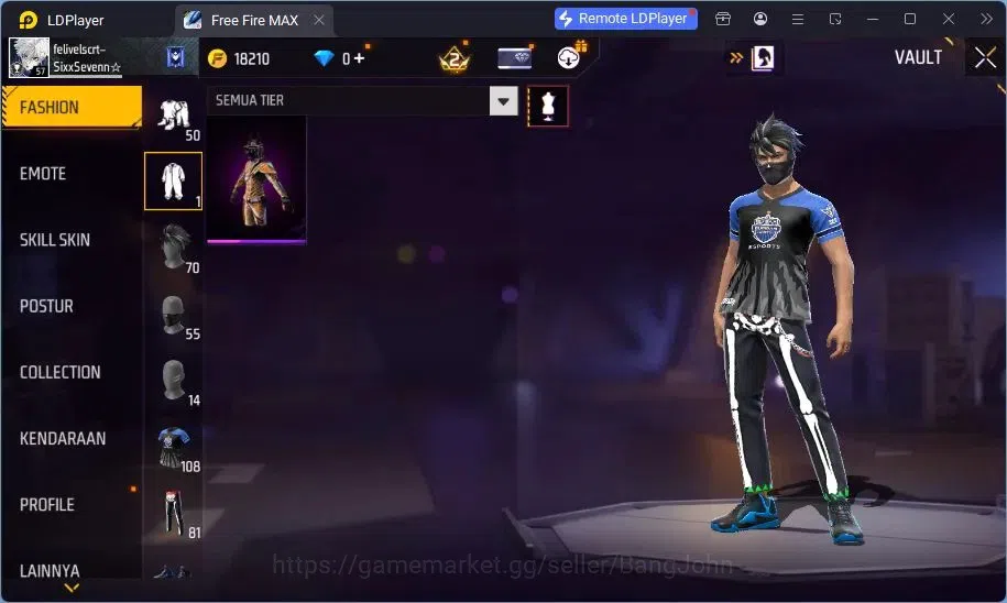 Free Fire Accounts Indonesia | Vault 108 | Bundle Yuji Itadori, Sakur image 15