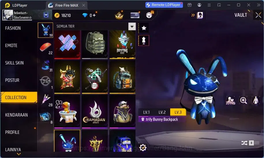 Free Fire Accounts Indonesia | Vault 108 | Bundle Yuji Itadori, Sakur image 6