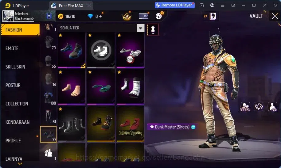 Free Fire Accounts Indonesia | Vault 108 | Bundle Yuji Itadori, Sakur image 9