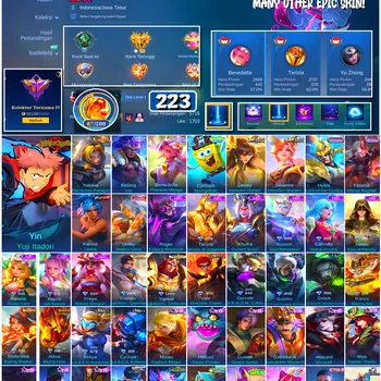 Mobile Legends: Bang Bang Accounts #4763 223 Skins | Karina Leona (KOF) | Yin Yuji Itadori (JUJUTSU KAISEN) | Cyclops