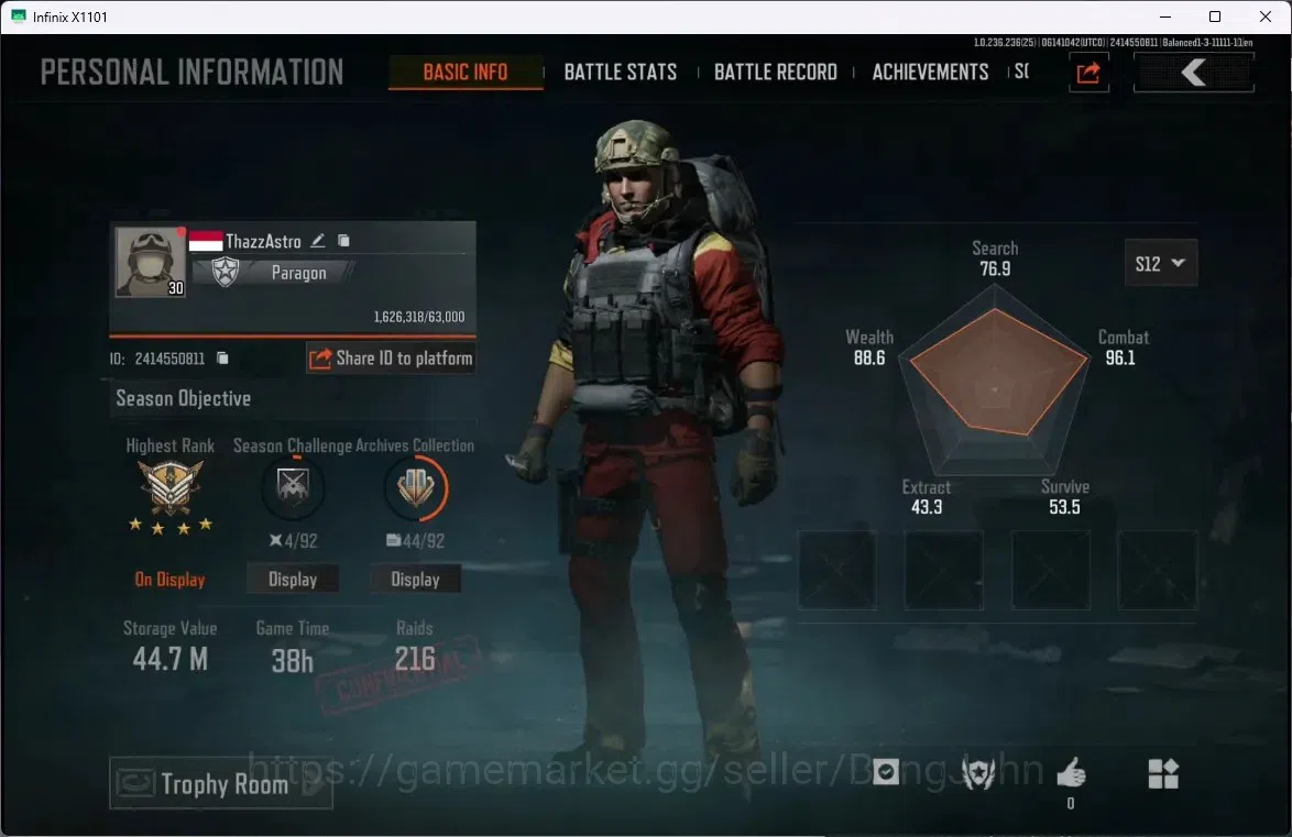 Arena Breakout Accounts Mobile | | LV 30 | SV 44.7 M | CV 16.2 M | More Ch image 1