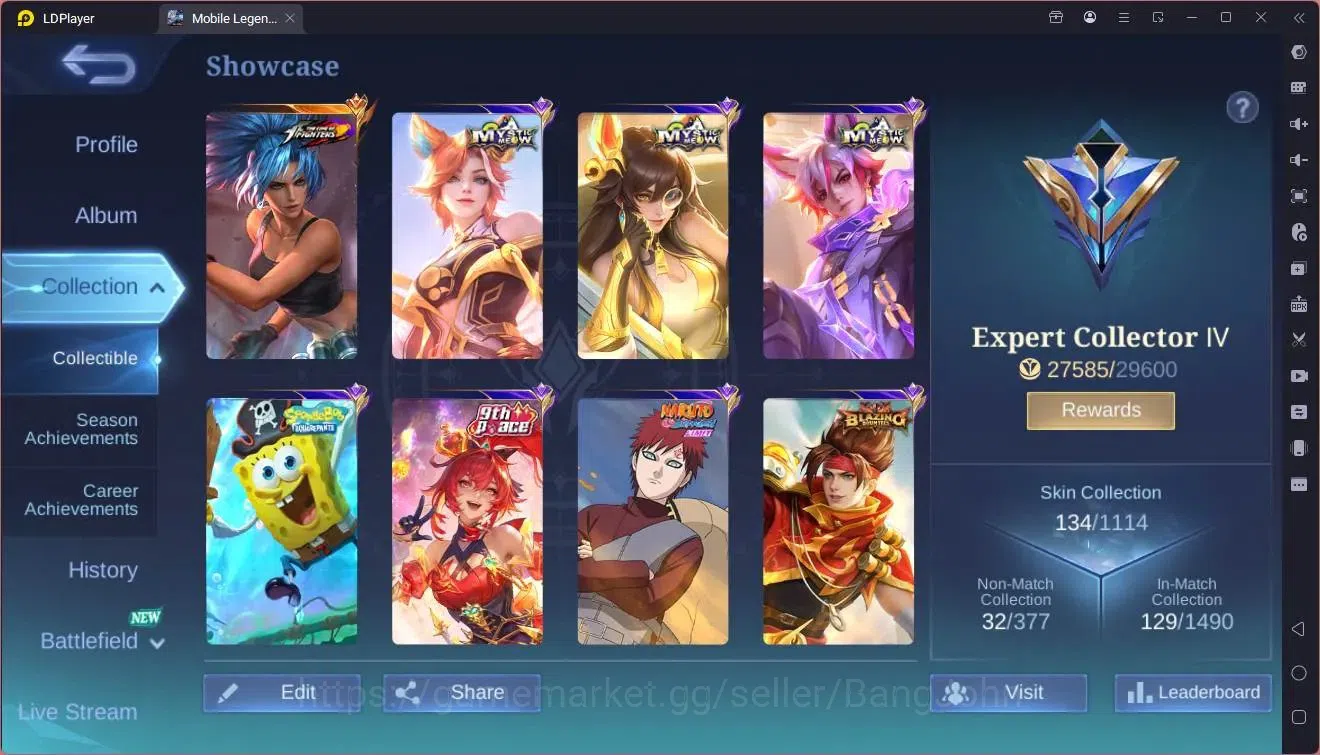 Mobile Legends: Bang Bang Accounts Global |Hero 69|Skin 134|Expert|KOF Karina|Meowkin image 2