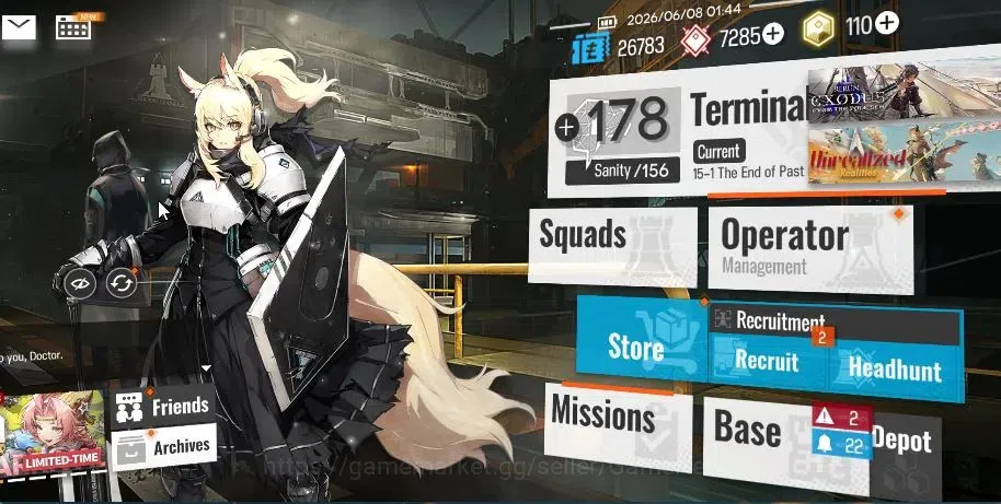 Arknights Accounts Lv 26|62 OP+1 Skin| 7285 Orundum 110 Originium | C image 1
