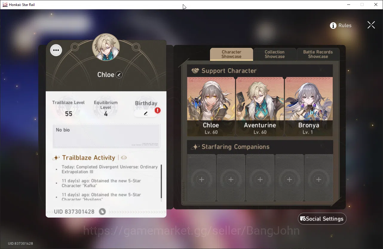Honkai Star Rail Accounts ASIA | TL 55 cyrene s1, kafka, hysilens, dan heng, image 2