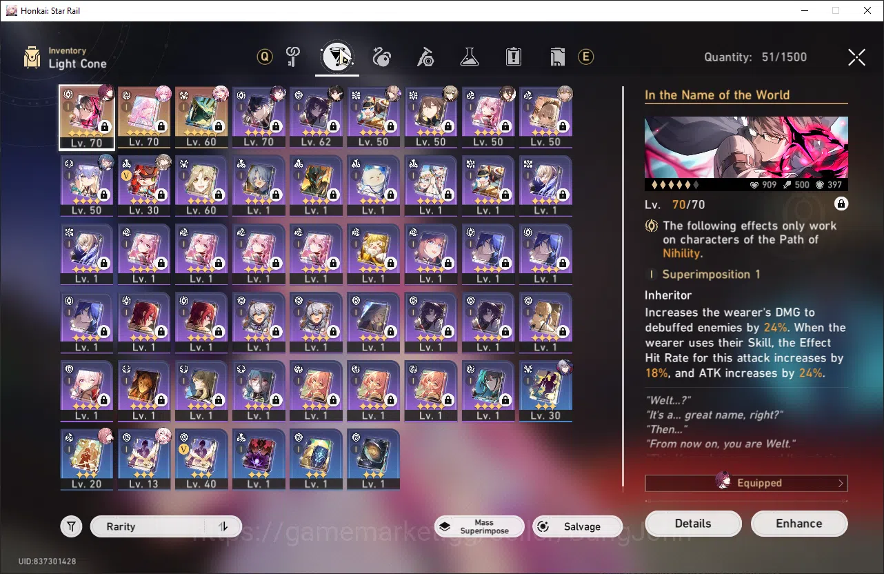 Honkai Star Rail Accounts ASIA | TL 55 cyrene s1, kafka, hysilens, dan heng, image 6