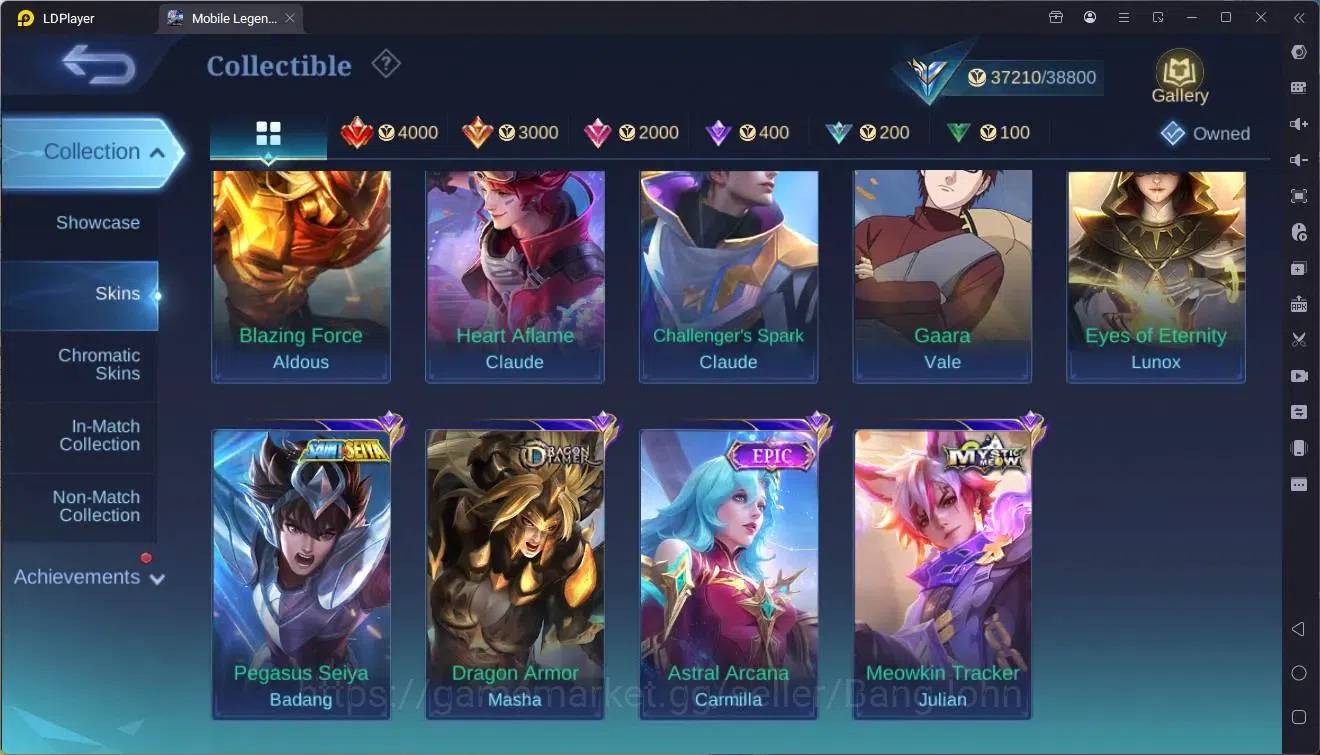 Mobile Legends: Bang Bang Accounts Collector Global|Hero 104|Skin 136|Expert|Prime Claude|KOF Karina|CC Natalia|Meokin 13