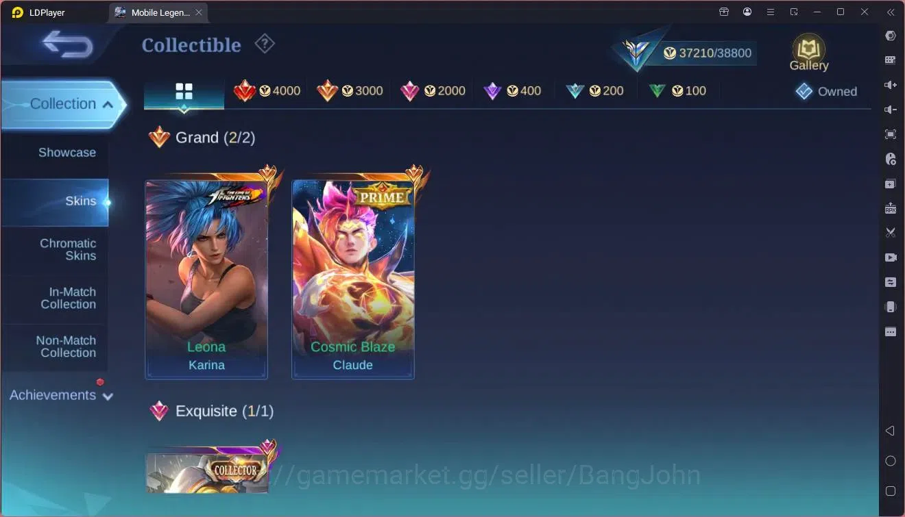 Mobile Legends: Bang Bang Accounts Collector Global|Hero 104|Skin 136|Expert|Prime Claude|KOF Karina|CC Natalia|Meokin 7