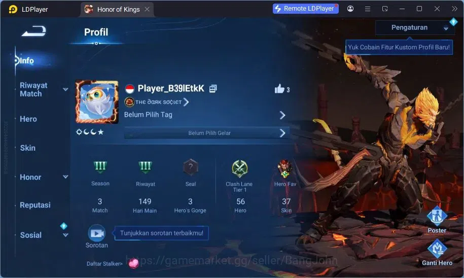 Honor of Kings Accounts Global | 56H 37S | 2 Legend: Lady Sun, Wukong | 2  image 14