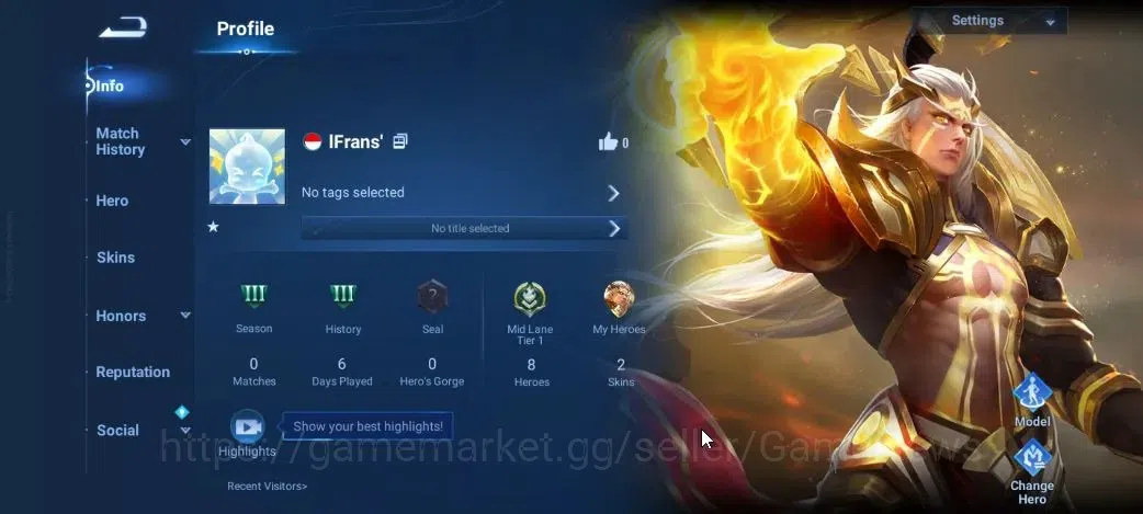 Honor of Kings Accounts Hero 7|Starter with Legend Skin Selection Chest(Di image 12