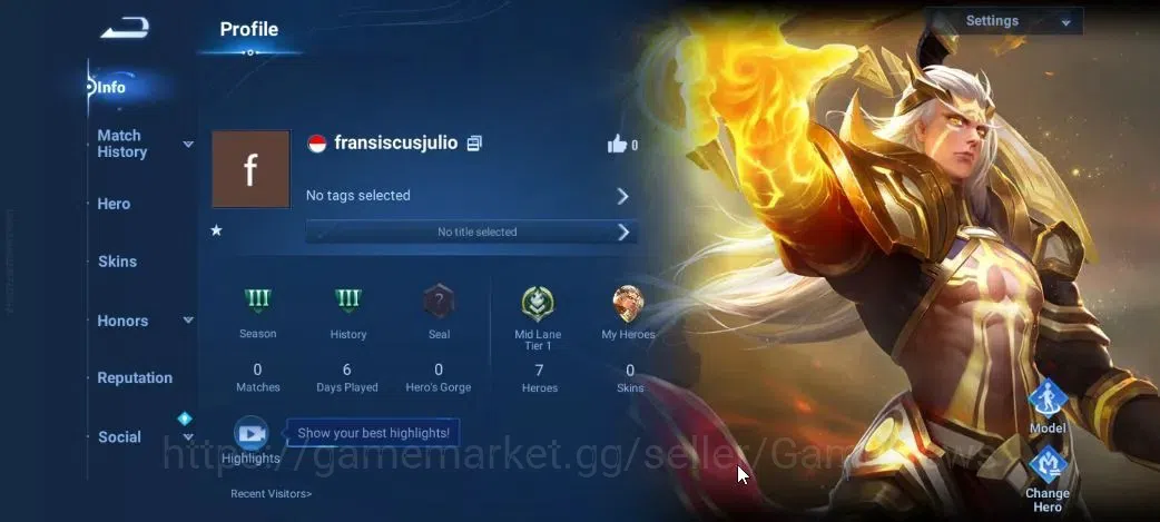 Honor of Kings Accounts Hero 7|Starter with Legend Skin Selection Chest(Di image 14