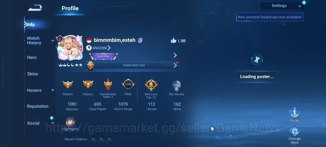 Honor of Kings Accounts Hero 7|Starter with Legend Skin Selection Chest(Di image 2