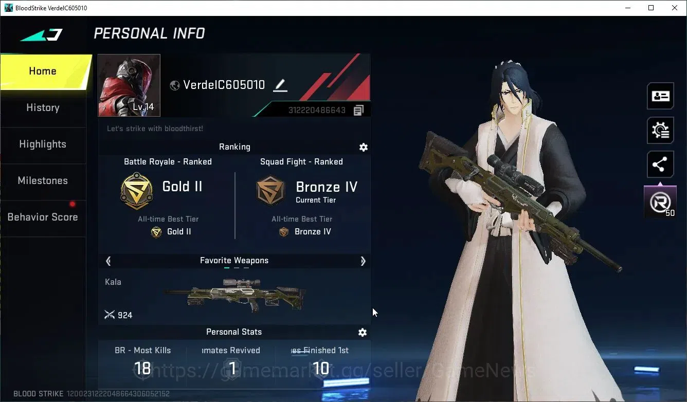 Blood Strike Accounts ASIA|Collab Bleach [Byakuya]|4 Legendary [M4A1,Vec image 2