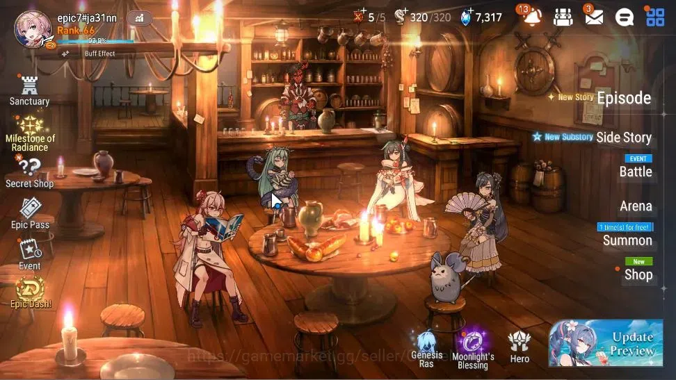 Epic Seven Accounts High-End Global Unverif|10 ML(BArunka,Jkise,STaeyou,RRoana,etc)+Ab Fumyr,Rinak,Etc|PoH+Bless ON|Auto 1
