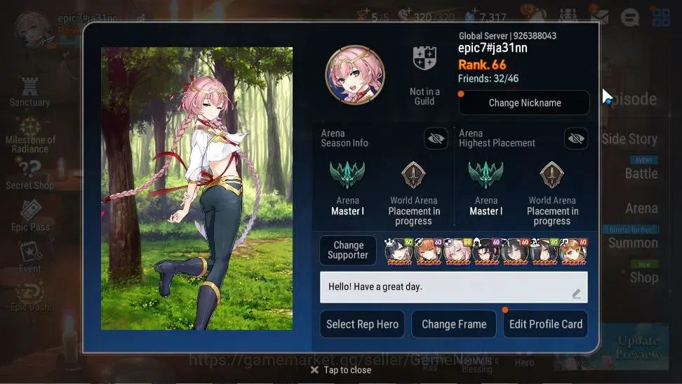 Epic Seven Accounts High-End Global Unverif|10 ML(BArunka,Jkise,STaeyou,RRoana,etc)+Ab Fumyr,Rinak,Etc|PoH+Bless ON|Auto 2