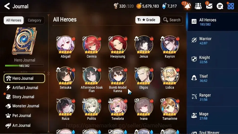 Epic Seven Accounts High-End Global Unverif|10 ML(BArunka,Jkise,STaeyou,RRoana,etc)+Ab Fumyr,Rinak,Etc|PoH+Bless ON|Auto 4