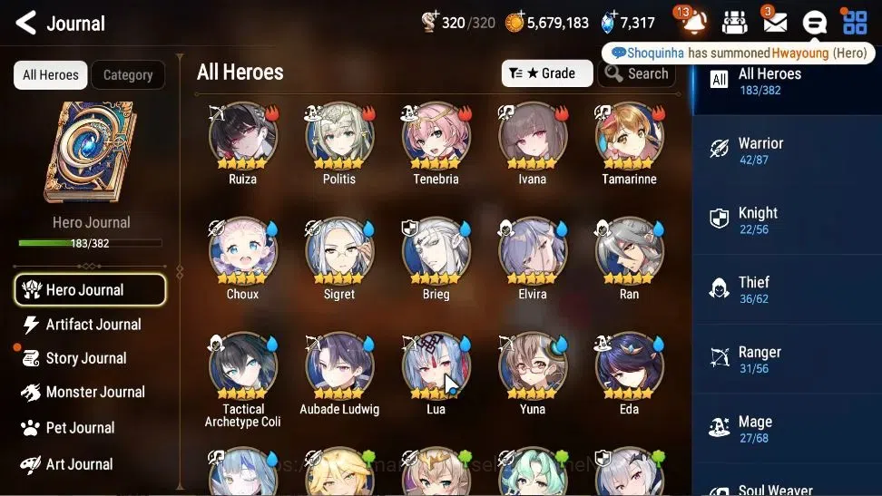 Epic Seven Accounts High-End Global Unverif|10 ML(BArunka,Jkise,STaeyou,RRoana,etc)+Ab Fumyr,Rinak,Etc|PoH+Bless ON|Auto 5