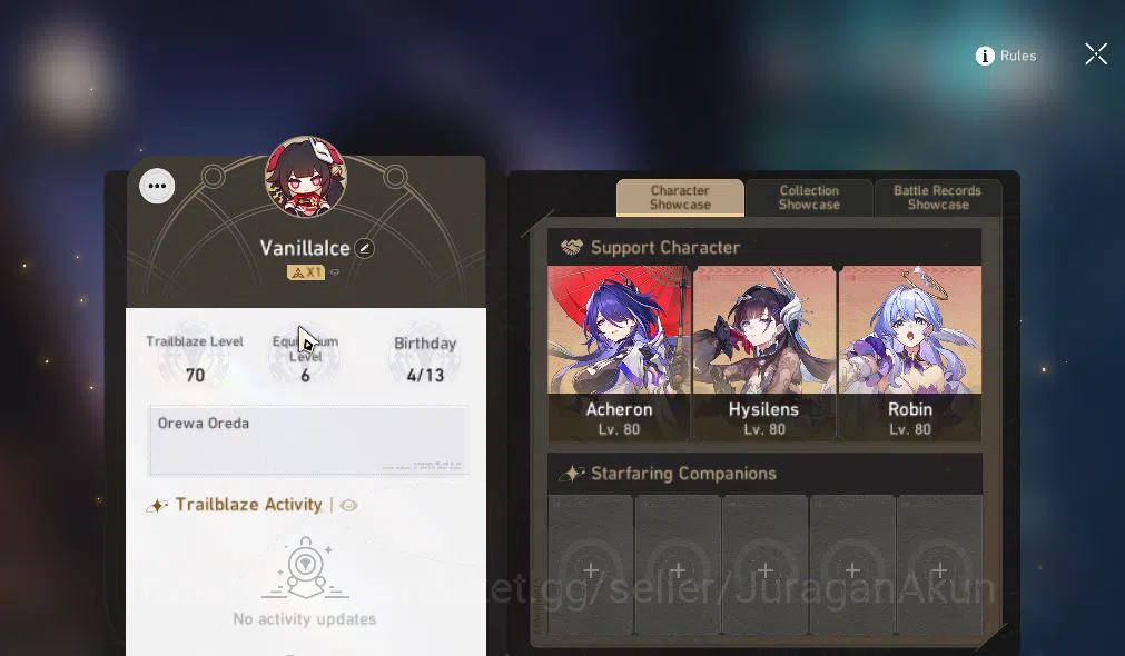 Honkai Star Rail Accounts Asia|TL 62|10 Limited|[Kafka,Black Swan,Acheron E2 image 1