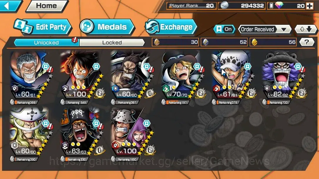 One Piece Bounty Rush Accounts Global|6EX|LH Garp,TSCA Kaido,FE Sabo,WI Trfalgar  image 5