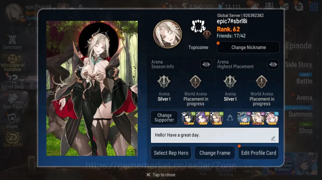 Epic Seven Accounts Global Unverif|8ML (Straze, Zio, Peira, Iylnav, Ha image 4