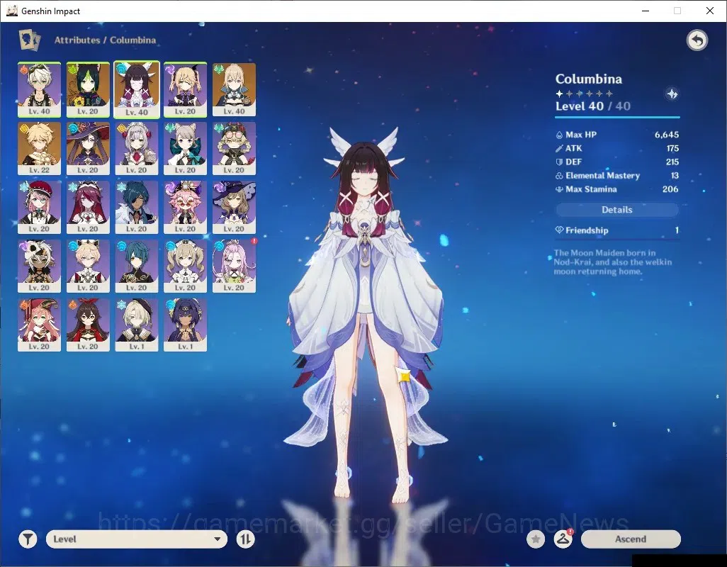 Genshin Impact Accounts Asia|AR 25|1 Limited + 3 (*5 Standard)|Columbina|J image 3