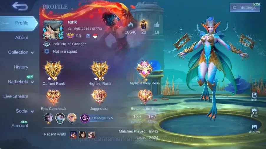 Mobile Legends: Bang Bang Accounts Collector Global|Skin 187|Expert|Collector Natalia,LBox Zhask,Blazing 1