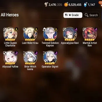 Epic Seven Accounts Starter Global|Starter|8ML(A.Ravi, O.Sigret, A.Yufine, B.W.Iseria, L.R.Krau Etc.)|PoH+Bless ON|SS