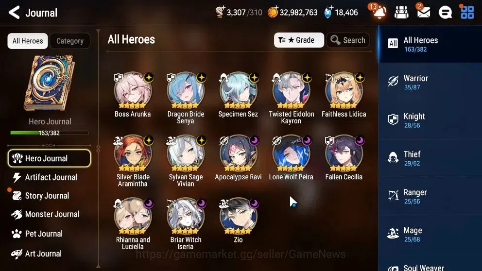 Epic Seven Accounts High-End Global UnVerif|3 ML(BArunka,RnL,Zio,BW Iseria,etc)+Rinak,Setsuka,AB Fumyr,etc|AUTO W Hunt|PoH 6