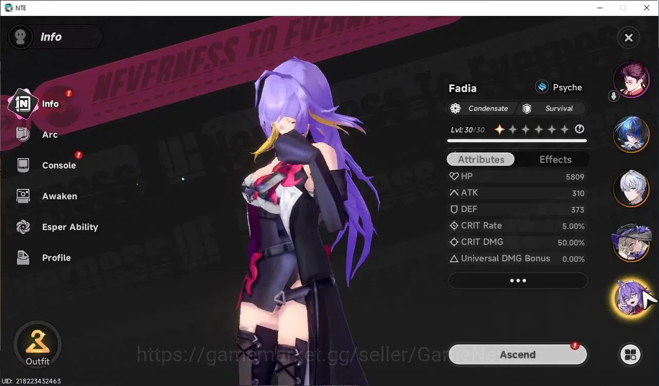 Neverness to Everness Accounts GLOBAL SEA|HL 25|TL 8|2 Limited S-Class|[(Shinku+Sign,Lacrimosa)+Outfit|2 S-Class Select|2 5