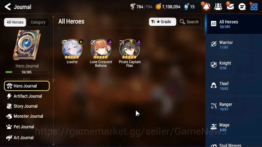 Epic Seven Accounts Starter GLOBAL UnVerif|New Era|3 ML(Lisete,LC Bellona,PC Flan)+Tenebria,Sez,Iseria,Landy,Etc|Poh ON|Abys 1