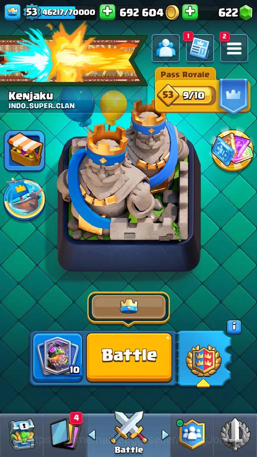 Clash Royale Accounts Others Trophy 9211|KTL 11|121 Cards|4 Hero|13 Evo|Arena 23|622 Gems|692K Coins|Proteck Off|TakeMail 1