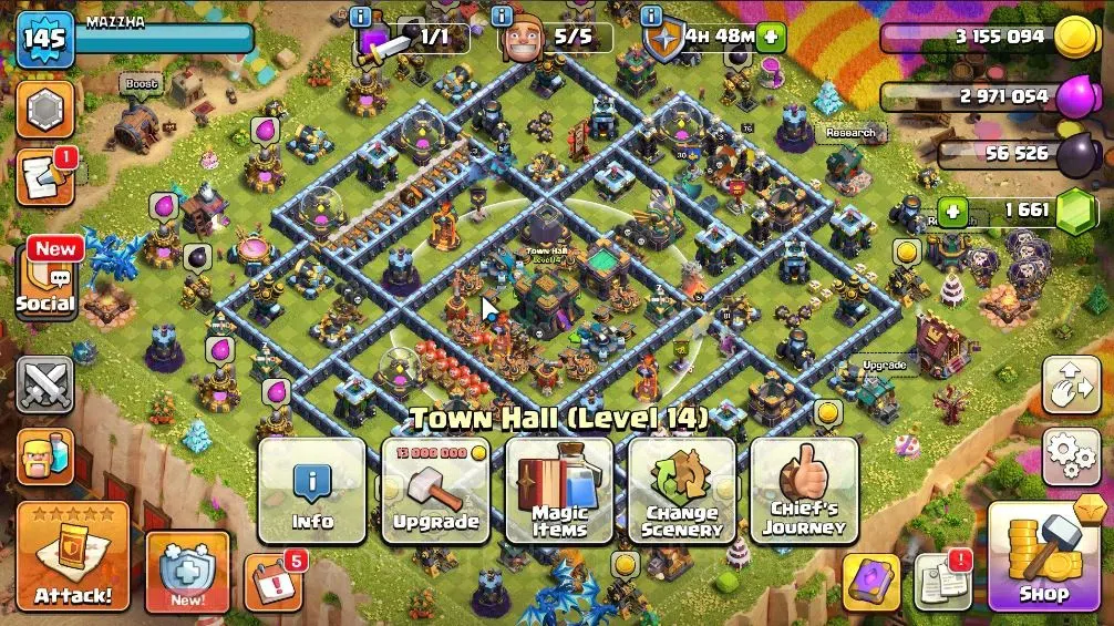 Clash of Clans Accounts High-End LV 145|TH 14 - BH 9|Limited Skin|BK 76,AQ 81,GW 58,MP 50,RC 30|BM 16,BC 15|1661 1