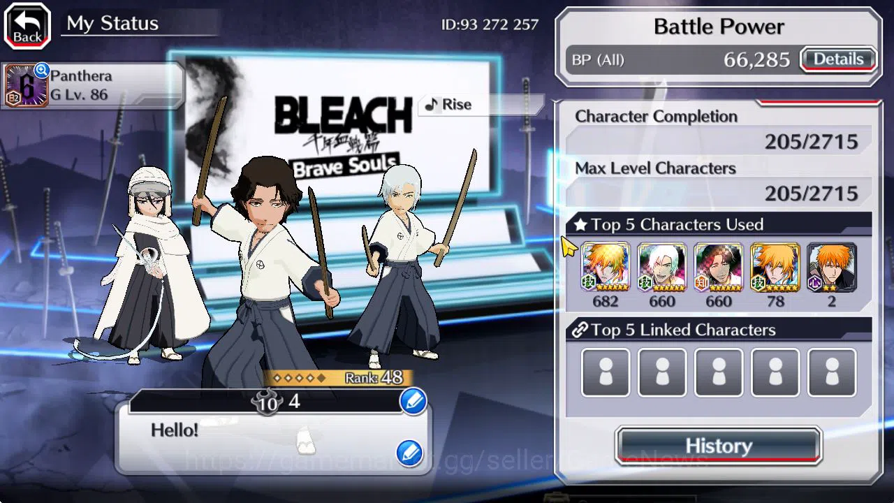 Bleach: Brave Souls Accounts Starter [GLOBAL]6K Orb+Fresh All Story|Shunsui,Jushiro Soul Reaper,Swimsuit25 Masaki,Fierce 3