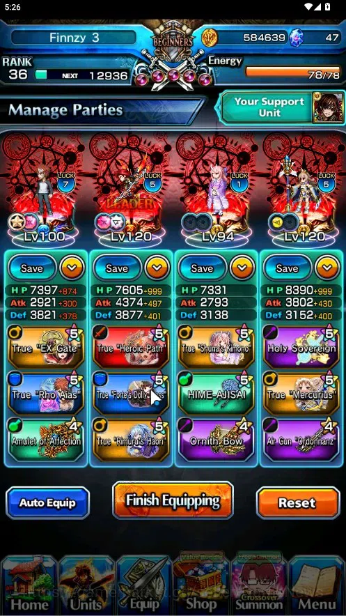 Grand Summoners Accounts End-Game Global|Rank 36|10 Ascend 3 TW|(Emiya,Shuna,SS Liza)+TW,S 3