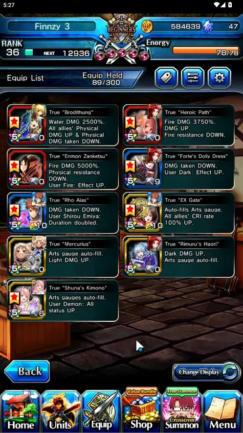 Grand Summoners Accounts End-Game Global|Rank 36|10 Ascend 3 TW|(Emiya,Shuna,SS Liza)+TW,S 5
