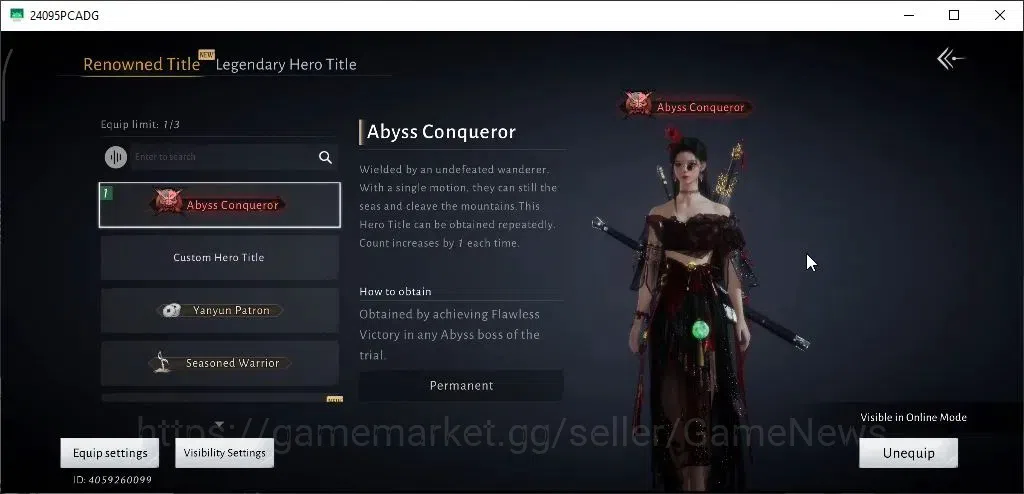 Where Winds Meet Accounts GLOBAL|Lv 75|GS 19K|33 LM+12 RM|Abys Conqueror|Pea image 4