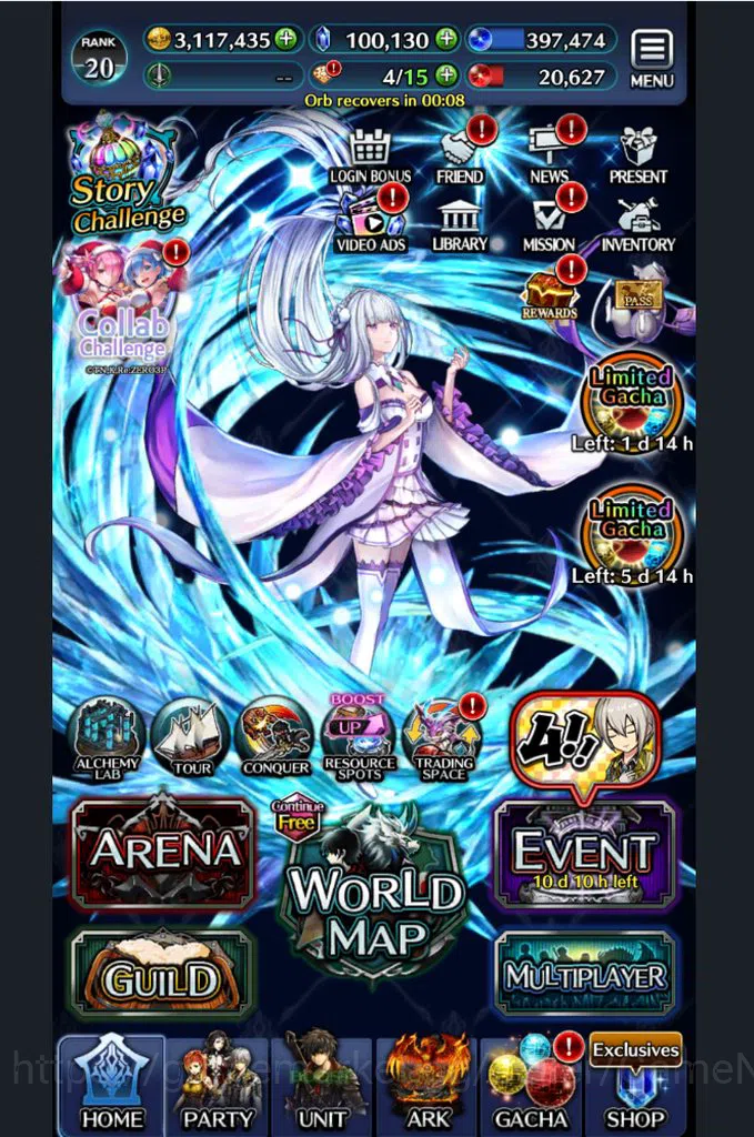 Last Cloudia Accounts Global|Rank 20| 100k Crystal + Collab Re:Zero + Ot image 1