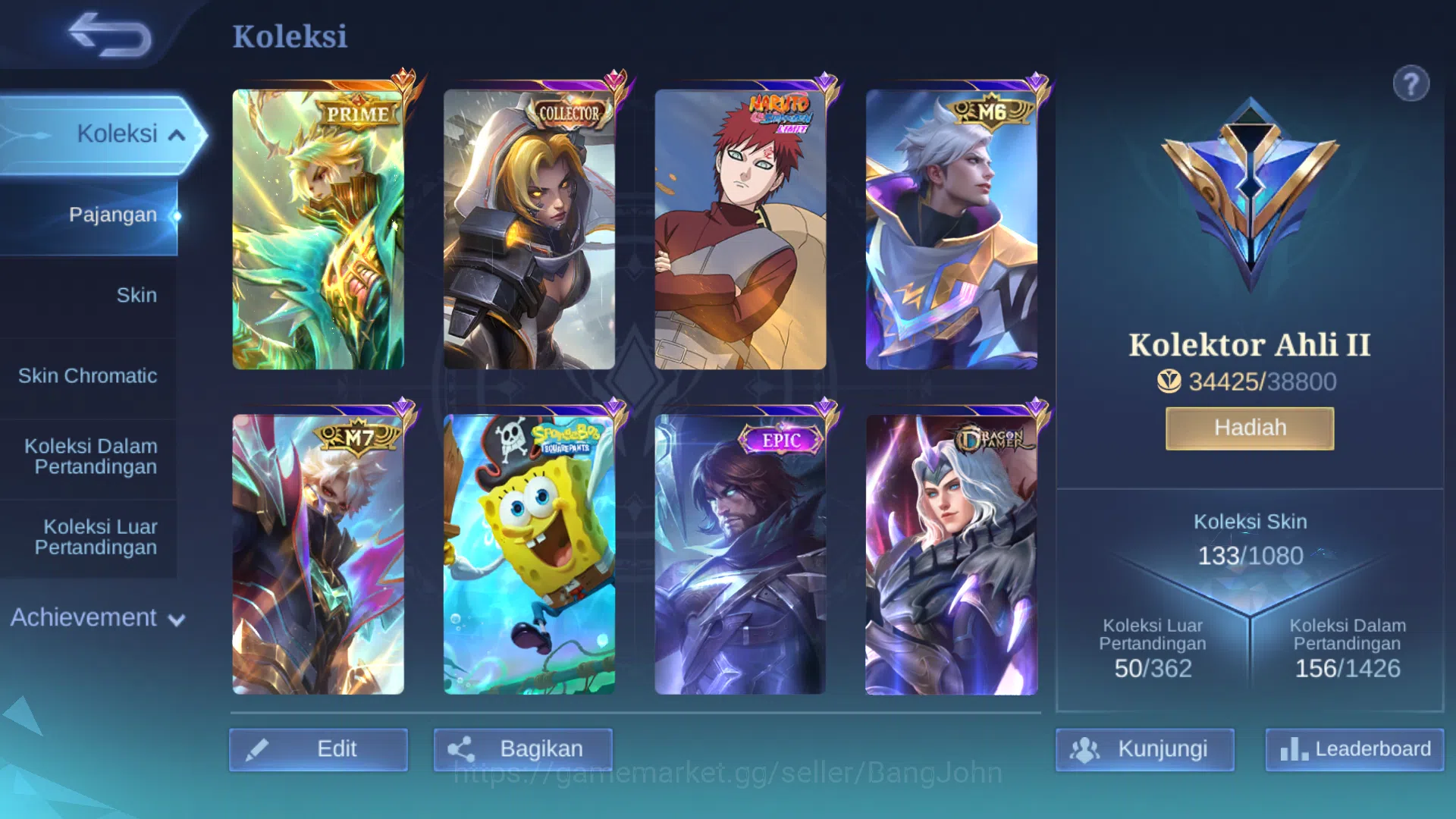 Mobile Legends: Bang Bang Accounts hero 81 | skin 133 | prime granger, m6 claude, dra image 2