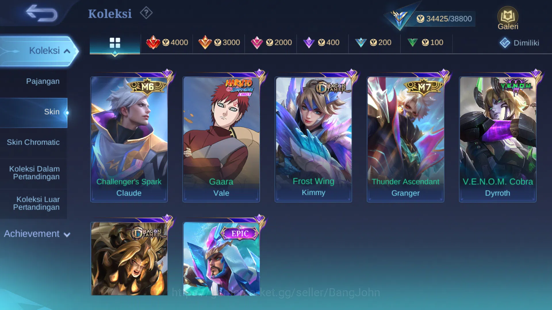 Mobile Legends: Bang Bang Accounts hero 81 | skin 133 | prime granger, m6 claude, dra image 8
