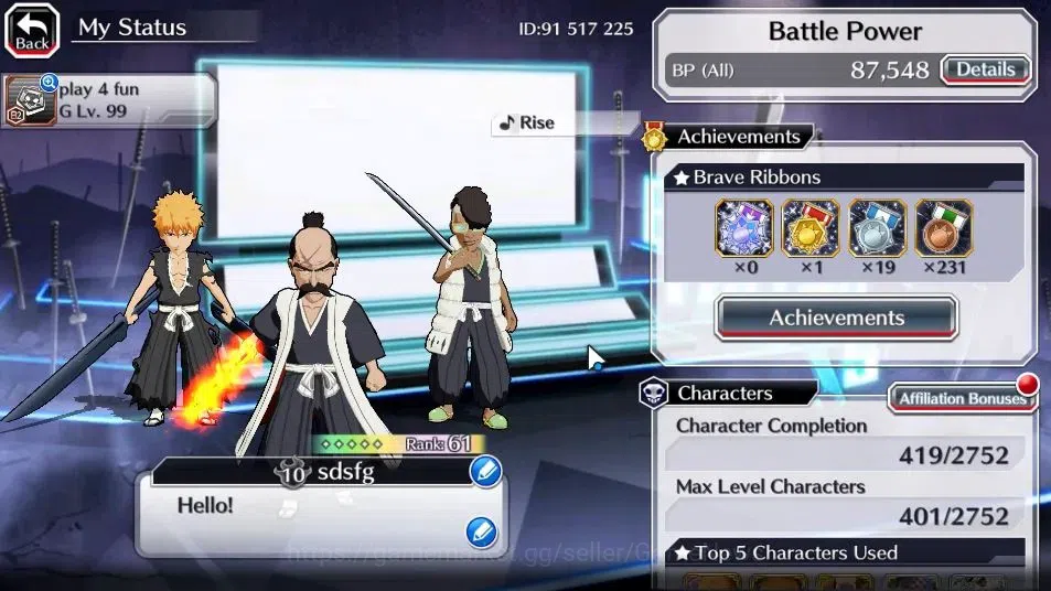 Bleach: Brave Souls Accounts [GLOBAL]20K Orb+Fresh All Story|Lv 200[TYBW24 OhTe image 2